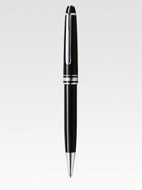 Ballpoint with twist mechanism at tip, with barrel and cap made of precious resin and floating logo emblem.BallpointPlatinum-plated clipResin with inlaid logo emblemAbout 5½ longMade in Germany Ballpoint with twist mechanism at tip, with barrel and cap made of precious resin and floating logo emblem.BallpointPlatinum-plated clipResin with inlaid logo emblemAbout 5½ longMade in Germany