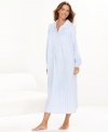 Sweetness you won't feel guilty craving. A modern geometric print cozies up to lace trim on this microfleece nightgown by Lanz of Salzburg.