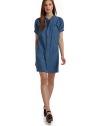 THE LOOKMedium wash denimRuched short-sleeves Concealed button-frontDual patch pocketsTHE FITAbout 32 from shoulder to hemTHE MATERIALCottonCARE & ORIGINDry cleanMade in USAModel shown is 5'9 (175cm) wearing US size Small. 