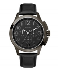 Bold, subtle style for a man of business or leisure: a precise watch by GUESS. Bold, subtle style for a man of business or leisure: a precise watch by GUESS.