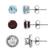 Sterling Silver White Topaz Round Earrings Jacket with Multi-Gemstone Stud Post Earrings Set