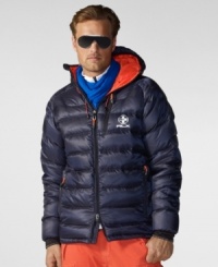 Created to conquer nature's most extreme demands, this performance-driven down jacket embodies contemporary design in a bright neon hue. Created to conquer nature's most extreme demands, this performance-driven down jacket embodies contemporary design in a bright neon hue.