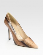 Iconic style in its purest form, this snakeskin staple has a signature skinny heel and point toe. Stacked heel, 4 (100mm)Snakeskin upperLeather lining and solePadded insoleMade in ItalyOUR FIT MODEL RECOMMENDS ordering true size. 