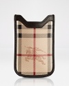 Store your iPhone in Burberry's luxe, checked sleeve.