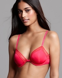 A sexy mid-coverage bra with delicate lace trim along neckline and logo embossed straps. Style #F3264 A sexy mid-coverage bra with delicate lace trim along neckline and logo embossed straps. Style #F3264