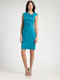 This vibrant, wear-everywhere style gets it's appeal from a sculptural asymmetrical neckline.Asymmetrical necklineCap sleevesFront drape with asymmetrical pleats Back ruchingBack ventConcealed back zipFully linedAbout 24 from natural waist79% rayon/15% nylon/6% spandexDry cleanImportedModel shown is 5'11 (180cm) wearing US size 4. This vibrant, wear-everywhere style gets it's appeal from a sculptural asymmetrical neckline.Asymmetrical necklineCap sleevesFront drape with asymmetrical pleats Back ruchingBack ventConcealed back zipFully linedAbout 24 from natural waist79% rayon/15% nylon/6% spandexDry cleanImportedModel shown is 5'11 (180cm) wearing US size 4.