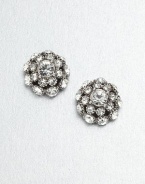 A simply chic design encrusted in sparking crystals. CrystalsGlassRhodium-platedSize, about .55Post backImported 