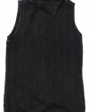 Lauren Ralph Lauren Women's Sleeveless Ruffled Metallic Mockneck Sweater (Black)