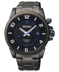 Powered by your own movement, this Kinetic watch from Seiko never needs a new battery. Powered by your own movement, this Kinetic watch from Seiko never needs a new battery.