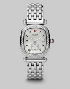 From the Caber Isle Diamond Collection. A classic style with dazzling diamonds and a lustrous mother-of-pearl dial. Quartz movement Water-resistant to 5ATM Rectangular stainless steel case, 32mm (1.25) Diamond pavé bezel and accents, .58 tcw Mother-of-pearl dial Roman numeral and index hour markers Second sub dial Stainless steel link bracelet Imported 