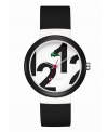 As bold as the world of Lacoste. This unisex Goa watch is crafted of black silicone strap and round white plastic case with a black bezel. White dial features oversized printed black numerals, cut-out hour and minute hand, red second hand, and iconic crocodile logo at twelve o'clock. Quartz movement. Water resistant to 30 meters. Two-year limited warranty.