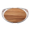 Clever Dansk design is reflected in this wood tray, encircled by a metal frame with gaps on either side. And handles grace either end of the tray for ease of use.