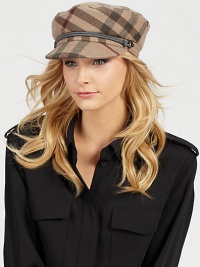 A warm, wool style in an iconic check pattern with button and cord detail. 90% merino wool/10% cashmereBrim, about 2Dry cleanImported A warm, wool style in an iconic check pattern with button and cord detail. 90% merino wool/10% cashmereBrim, about 2Dry cleanImported