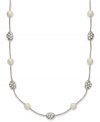 White-hot fashion. Charter Club stuns with this shimmering necklace that features plastic pearls and glass crystal-accented fireballs. Crafted in imitation rhodium tone mixed metal. Approximate length: 17 inches + 2-inch extender.