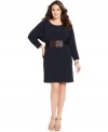 Delight from day to play with MICHAEL Michael Kors' long sleeve plus size dress, cinched by a belted waist.