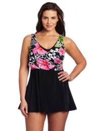 Fit 4 U Women's Plus-Size Garden Of Eden Crossover Swimdress