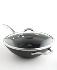 Enjoy stir-fried veggies and Asian-style entrees at their best. The Calphalon Unison flat-bottom wok ensures easy, effective high-heat cooking with traditional sloped sides and an exclusive Sear nonstick cooking surface to lock in flavors. Lifetime warranty. Enjoy stir-fried veggies and Asian-style entrees at their best. The Calphalon Unison flat-bottom wok ensures easy, effective high-heat cooking with traditional sloped sides and an exclusive Sear nonstick cooking surface to lock in flavors. Lifetime warranty.
