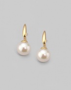 Elegantly simple classics to wear decade after decade, with everything from jeans to gowns. 10mm organic man-made pearls 18k goldplated sterling silver Drop, about 1 Ear wire Made in Spain