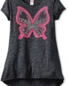 Beautees Girls 7-16 Neon Butterfly Top, Black, Medium