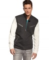 Moto meets varsity with this high velocity jacket from INC International Concepts.