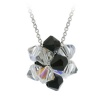 Sterling Silver Black and Aurore Boreale Swarovski Elements Ball Pendant Necklace with Rolo Chain, 18