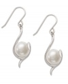 Subtle good looks. These simple, yet lovely, drop earrings feature a j-shaped sterling silver setting that cradles a cultured freshwater pearl (10-10-1/2 mm). Approximate drop: 1 inch.