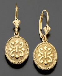 Sparkling emblems of classic beauty. These earrings are crafted in 14k gold. Approximate drop: 1-1/4 inches.