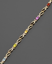 Colorful stones are surrounded by beautifully-designed 18k gold over sterling silver. Approximate bracelet length: 7-1/2 inches. Colorful stones are surrounded by beautifully-designed 18k gold over sterling silver. Approximate bracelet length: 7-1/2 inches.