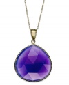 A drop of color brightens any look. This brilliant pear-shaped pendant features purple chalcedony (19 ct. t.w.) in a 10k gold setting. Approximate length: 18 inches. Approximate drop: 1 inch.