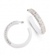 Rainbow White Swarovski Crystal Acrylic Hoop Earrings