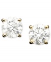Every girl should own a pair. Sparkling stud earrings feature round-cut diamonds (1/5 ct. t.w.) set in polished, 14k gold. Approximate diameter: 3 mm.