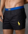 An essential, slim-fitting boxer is crafted from crisp cotton with a hint of stretch for unbeatable comfort and support. Ralph Lauren's Slim Fit features a shorter hem, slimmer cut and lower rise than the Classic Fit.