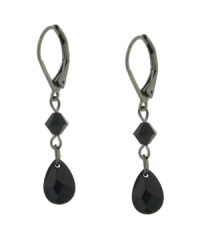 Drop dead gorgeous! 2028's standout earrings feature faceted, jet acrylic beads with a hematite tone mixed metal setting and lever backing. Approximate drop: 1-1/2 inches. Drop dead gorgeous! 2028's standout earrings feature faceted, jet acrylic beads with a hematite tone mixed metal setting and lever backing. Approximate drop: 1-1/2 inches.