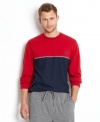 Lounge in this comfortable and breathable cotton long sleeve pullover by Nautica.