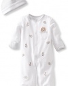 Little Me Baby-boys Newborn Safari Convertible Gown And Hat, White, 3-6 Months