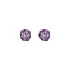 .925 Sterling Silver Rhodium Plated 3mm February Birthstone Round CZ Solitaire Basket Stud Earrings for Baby and Children & Women with Screw-back (Amethyst, Purple)