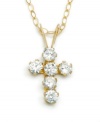 Let your little girl play dress up. Round-cut cubic zirconias add sparkle to this 14k gold cross pendant. Chain measures 15 inches.