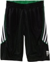 adidas Boys 8-20 Youth Reversible Short, Black/Prime Green, Medium