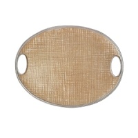 Flax-colored pearl enamel is carefully applied by hand to replicate the rich warmth of natural linen on this gleaming recycled-aluminum tray from Mariposa. The result is a piece that's abundant in striking textural contrast. Flax-colored pearl enamel is carefully applied by hand to replicate the rich warmth of natural linen on this gleaming recycled-aluminum tray from Mariposa. The result is a piece that's abundant in striking textural contrast.