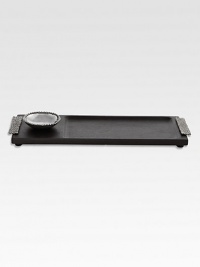 Inspired by time-honored techniques of ancient craftsmanship, this acacia wood board is crafted with molten metal accents and an elegant bowl for dipping.From the Molten CollectionMango wood, stainless steel, nickelplate17.25W X 6LHand washImported Inspired by time-honored techniques of ancient craftsmanship, this acacia wood board is crafted with molten metal accents and an elegant bowl for dipping.From the Molten CollectionMango wood, stainless steel, nickelplate17.25W X 6LHand washImported