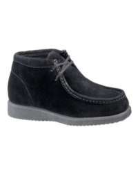 Crafted in a stain-resistant suede, this comfy boot might be the most versatile option we've seen for playtime or anytime. With flexible, cushioning sole, tonal stitching accents and padded collar. Crafted in a stain-resistant suede, this comfy boot might be the most versatile option we've seen for playtime or anytime. With flexible, cushioning sole, tonal stitching accents and padded collar.