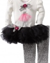 Blueberi Boulevard Baby-girls Newborn Bows Embroidered Ballerina Knit Set With Mesh Tutu Skirt, Black, 3-6 Months