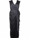 Adrianna Papell Surplice Neckline Pleated Bodice Twist Side Chiffon Dress (Plus Size)