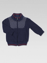 A zip-front sweatshirt crafted in felted, stretchy cotton with GG shoulder print and signature web detail.Stand collarLong sleevesFull zip-frontFront pocketsRibbed collar and hem93% cotton/7% elastaneDry cleanMade in Italy Please note: Number of buttons may vary depending on size ordered. A zip-front sweatshirt crafted in felted, stretchy cotton with GG shoulder print and signature web detail.Stand collarLong sleevesFull zip-frontFront pocketsRibbed collar and hem93% cotton/7% elastaneDry cleanMade in Italy Please note: Number of buttons may vary depending on size ordered.