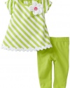 Sweet Heart Rose Baby-Girls Rose Dress Legging Set, Green/White, 12 Months