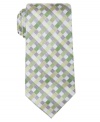 Stay checked in to modern style with this handsome silk tie from Geoffrey Beene.