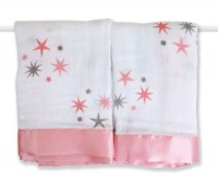 aden + anais 2 Pack Cotton Muslin Issie Security Blankets, Rinny Pink Stars aden + anais 2 Pack Cotton Muslin Issie Security Blankets, Rinny Pink Stars