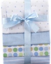 Luvable Friends 4-Pack Flannel Receiving Blankets, Blue