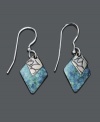 Celebrate fine craftsmanship and unique style. These Native American-inspired earrings by Jody Coyote feature blue patina bronze diamond drops, textured silver charms, and silver accent beads. Crafted in sterling silver. Approximate drop: 1-1/8 inches.