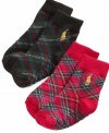 Prep his feet with a dose of plaid and these comfy crew socks from Ralph Lauren.